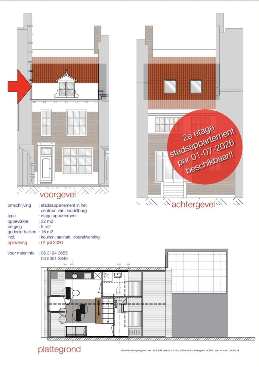 Te huur Studio appartement in centrum Middelburg