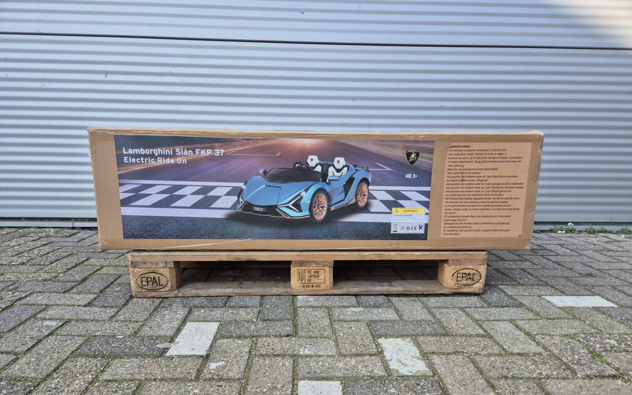 Nieuwe elektrische kinderauto Lamborghini Sian 2 zits 24v (Blauw)