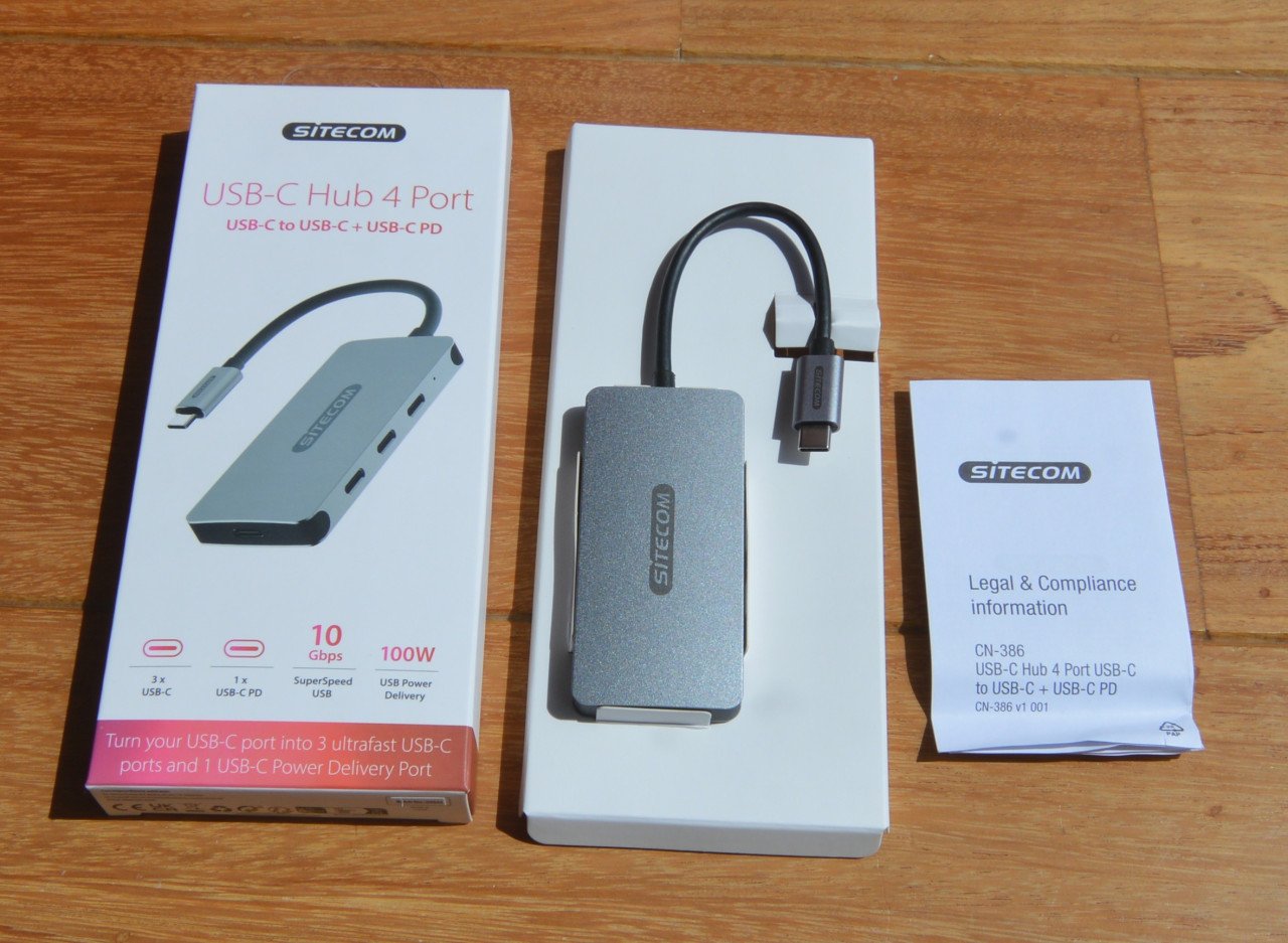 [Z.G.A.N.] Sitecom USB-C hub 4 ports 10Gbps 100W (CN-386)