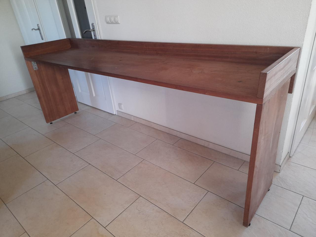 Massief hard houten Werkbank / plank  260 x 58 x 3 cm dik blad (i.g.st.)