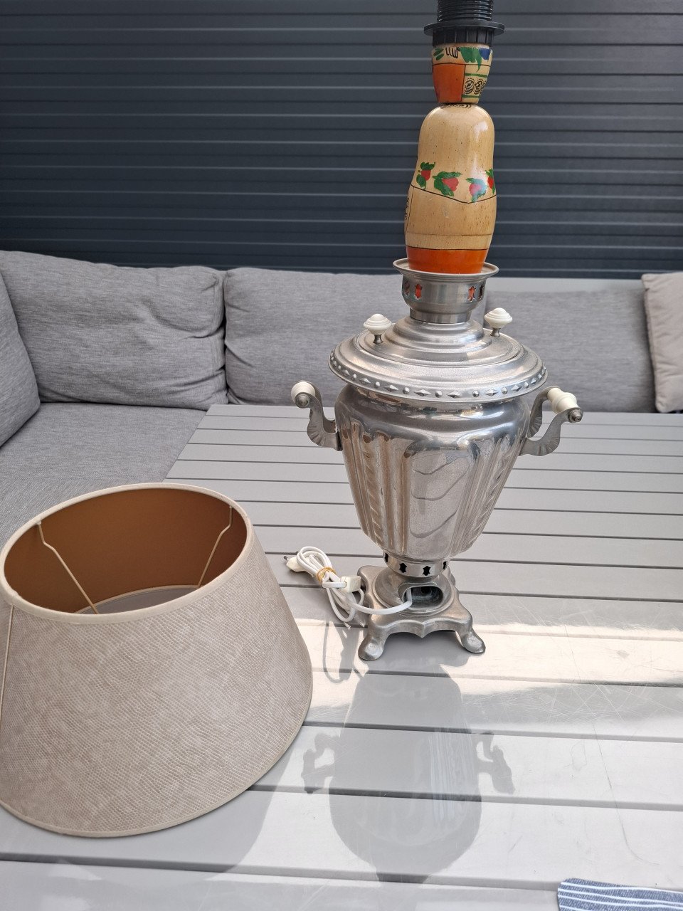 Russisch antiek Samovar (tafellamp Matroyhka)