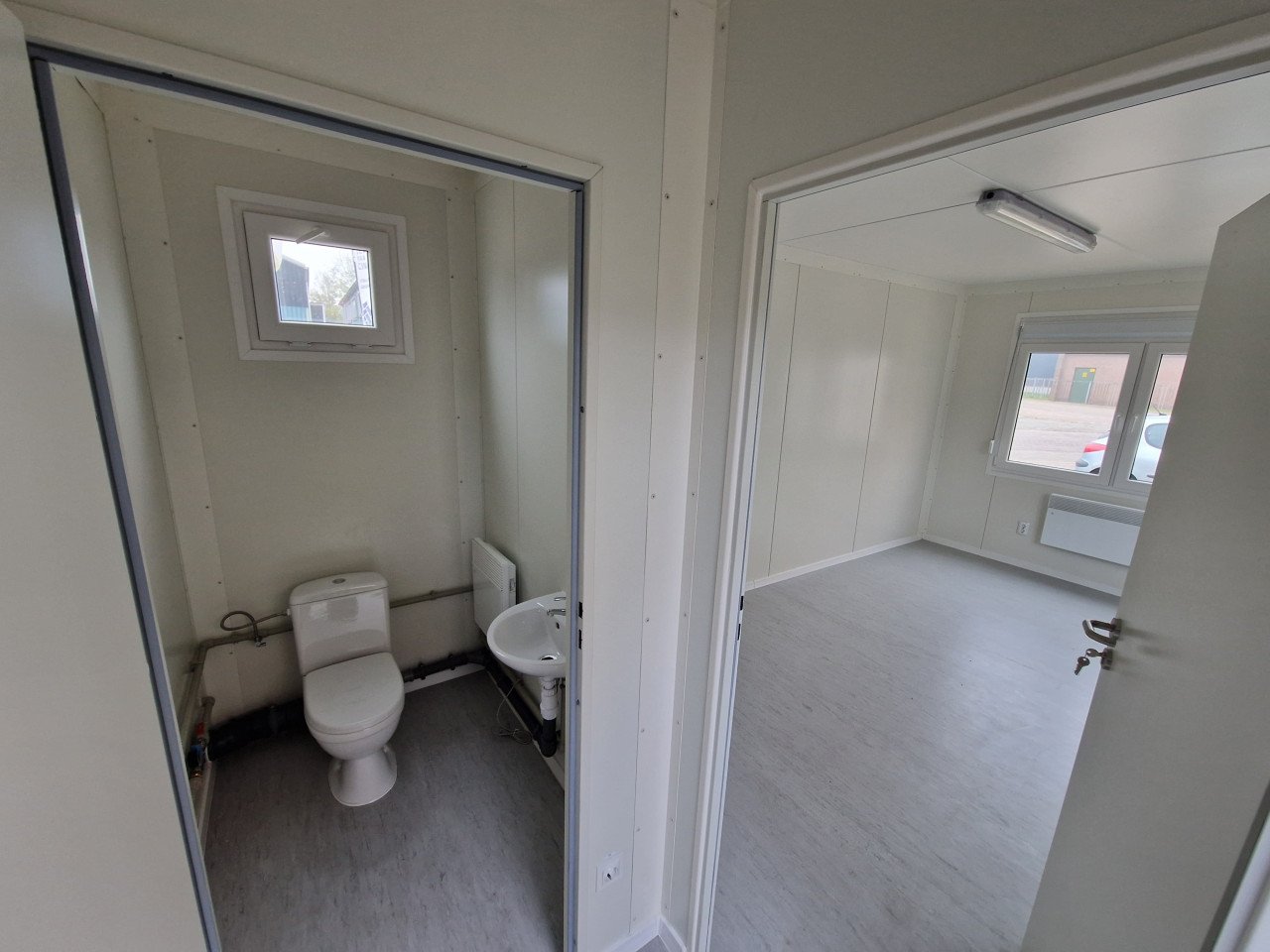 Nieuwe 6x3m kantoorunit / uitvoerderskeet met keuken en wc