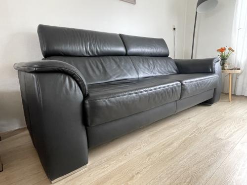 3 zitsbank zwart leder
