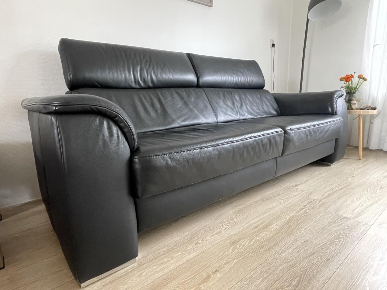 3 zitsbank zwart leder