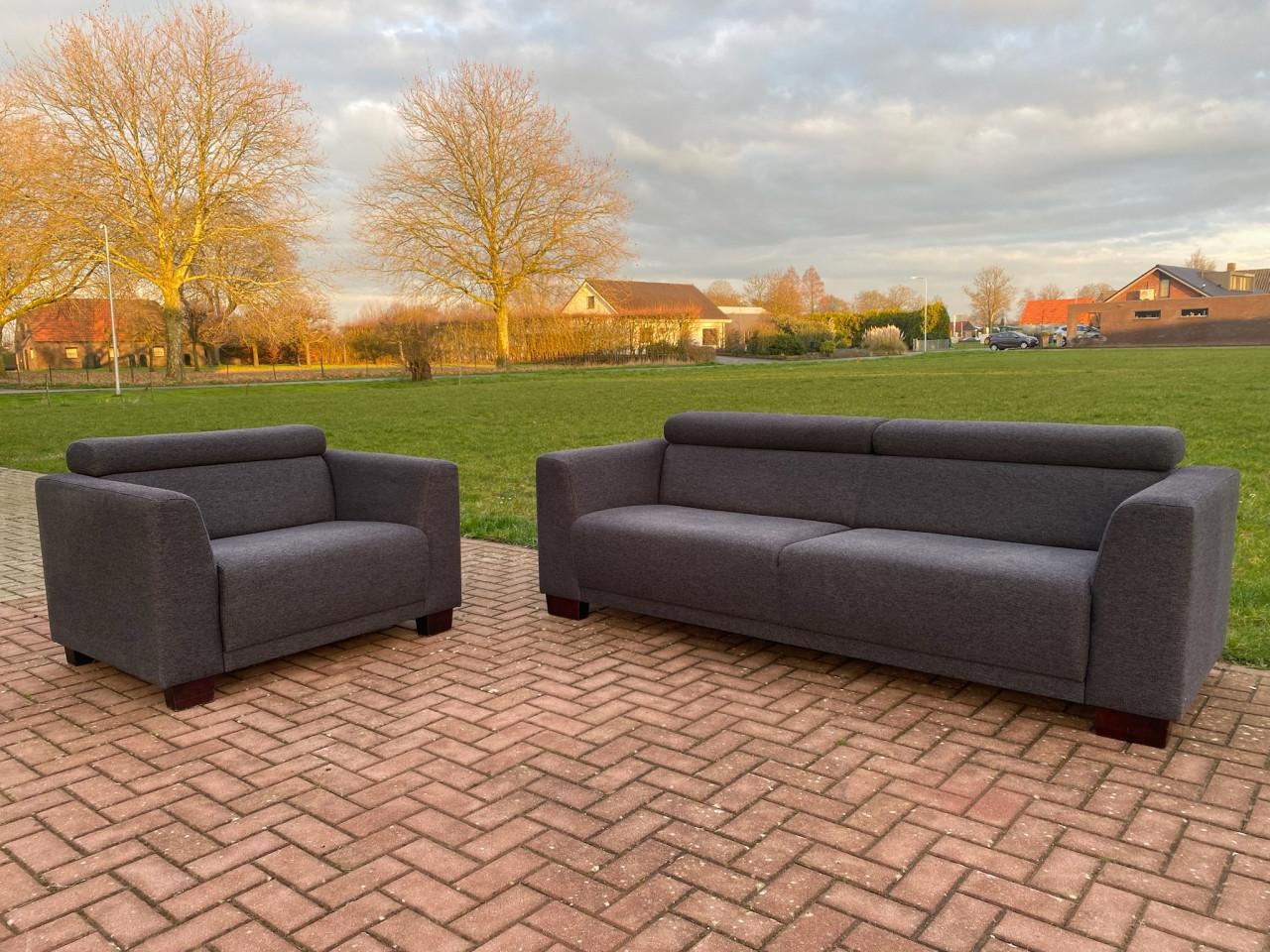 Montèl Donkergrijze Stoffen Bankstel– Gratis Levering NL