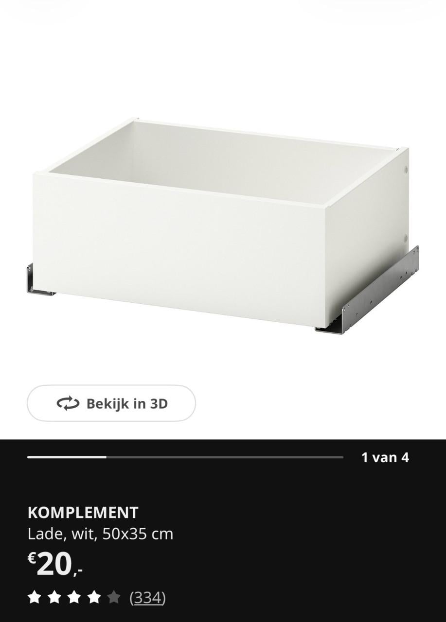 2x nieuw Ikea Komplement lades voor Pax