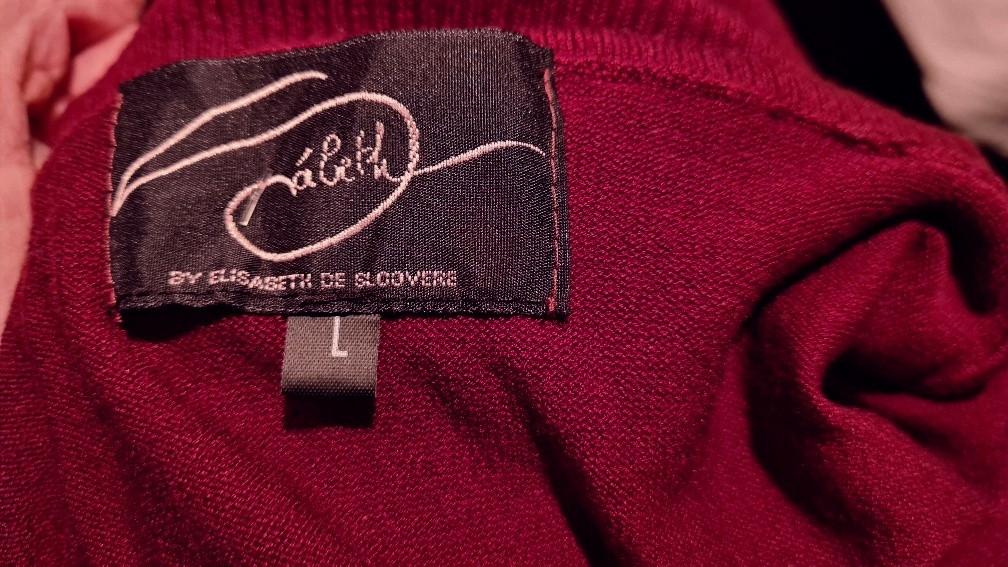 SÁBETH: Nieuw fijn gebreid trui/jurkje dieprood 100% zijde S+M+L € 280