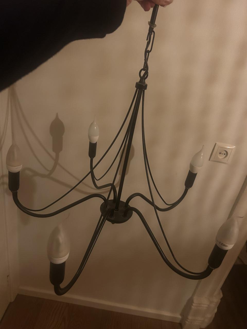 Zwarte kroonluchter met 5 armen