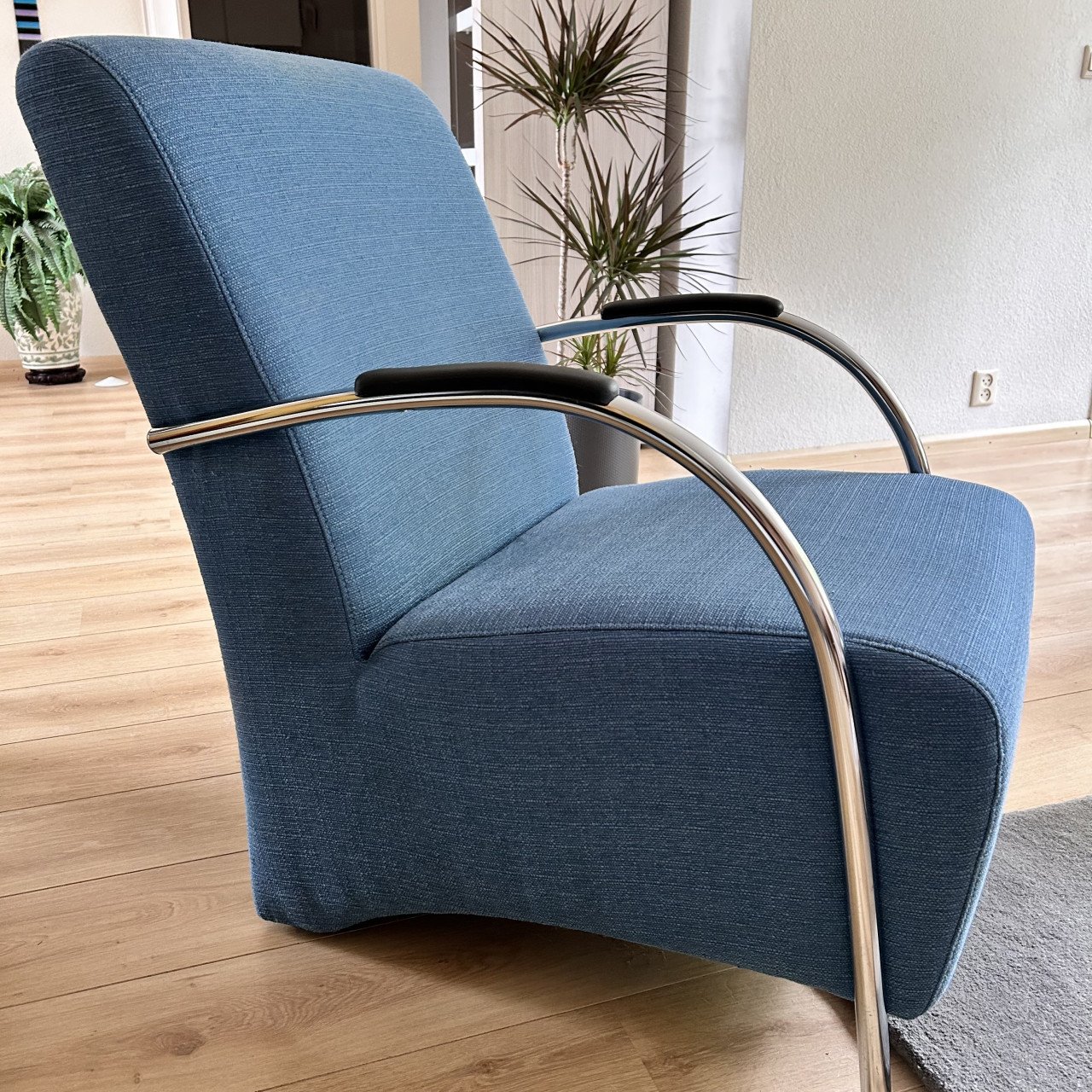 Fauteuil, kleur blauw, stoffen bekleding