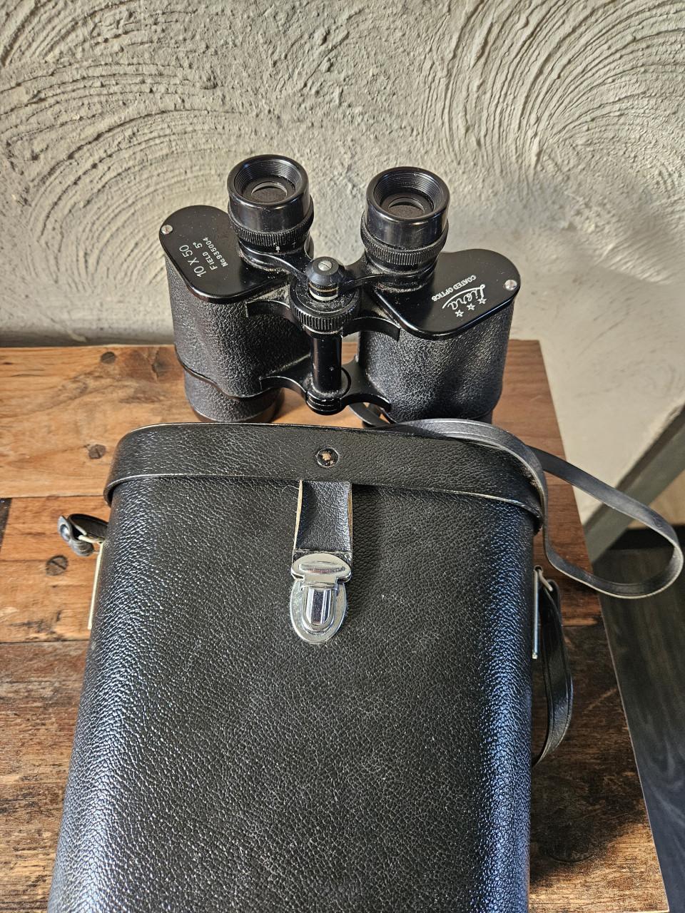 Vintage Liara 10x50 verrekijker met leren koker