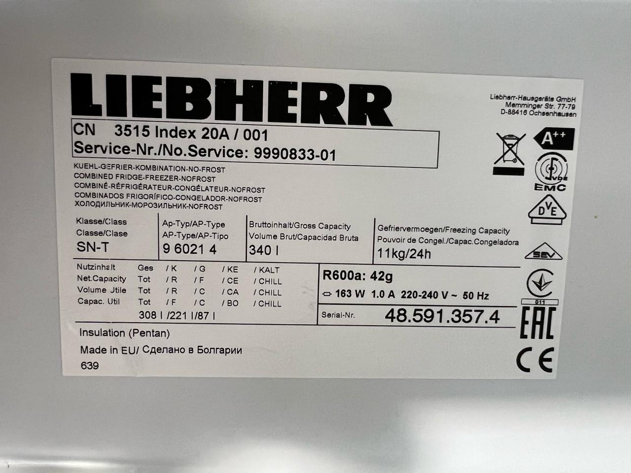 Liebherr koelvriescombinatie