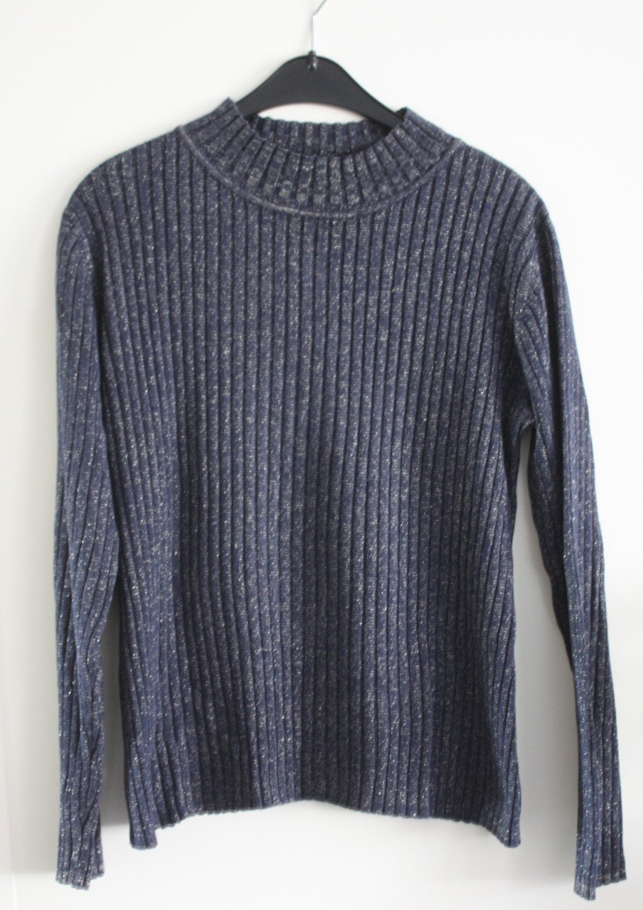 Donerblauwe  met zilver trui maat m