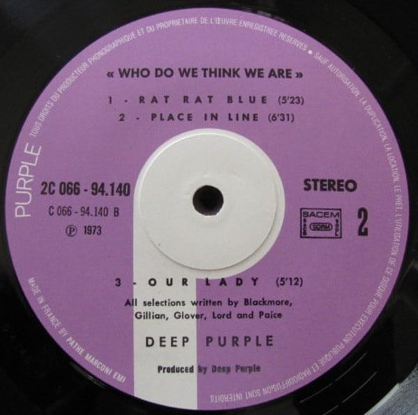 Deep Purple ‎– Who Do We Think We Are Vinyl, LP, Album, Gatefold