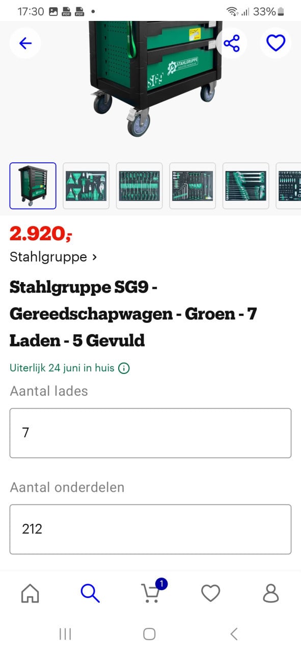 Stahlgruppe gereedschapwagen 7 lades en 5 gevuld .NIEUW