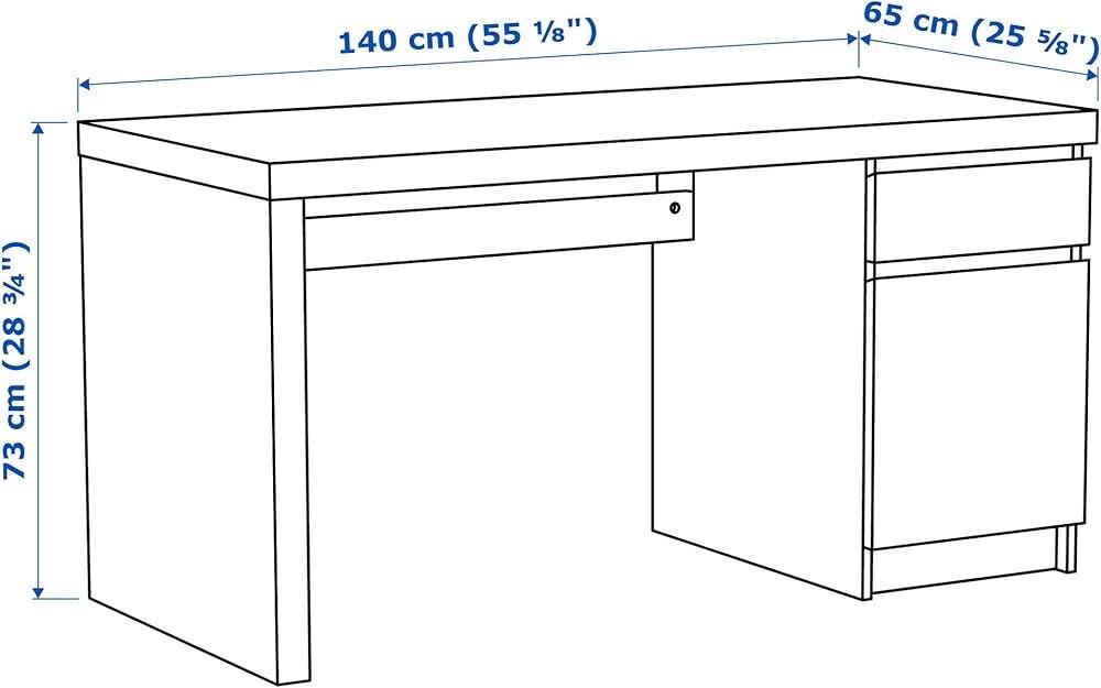 Bureau 140x65, Ikea Malm zwart /bruin