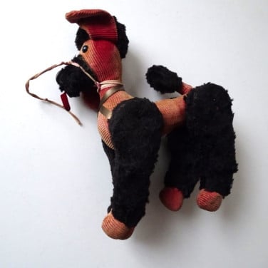 Oude Vintage Poedel Knuffel pop hond
