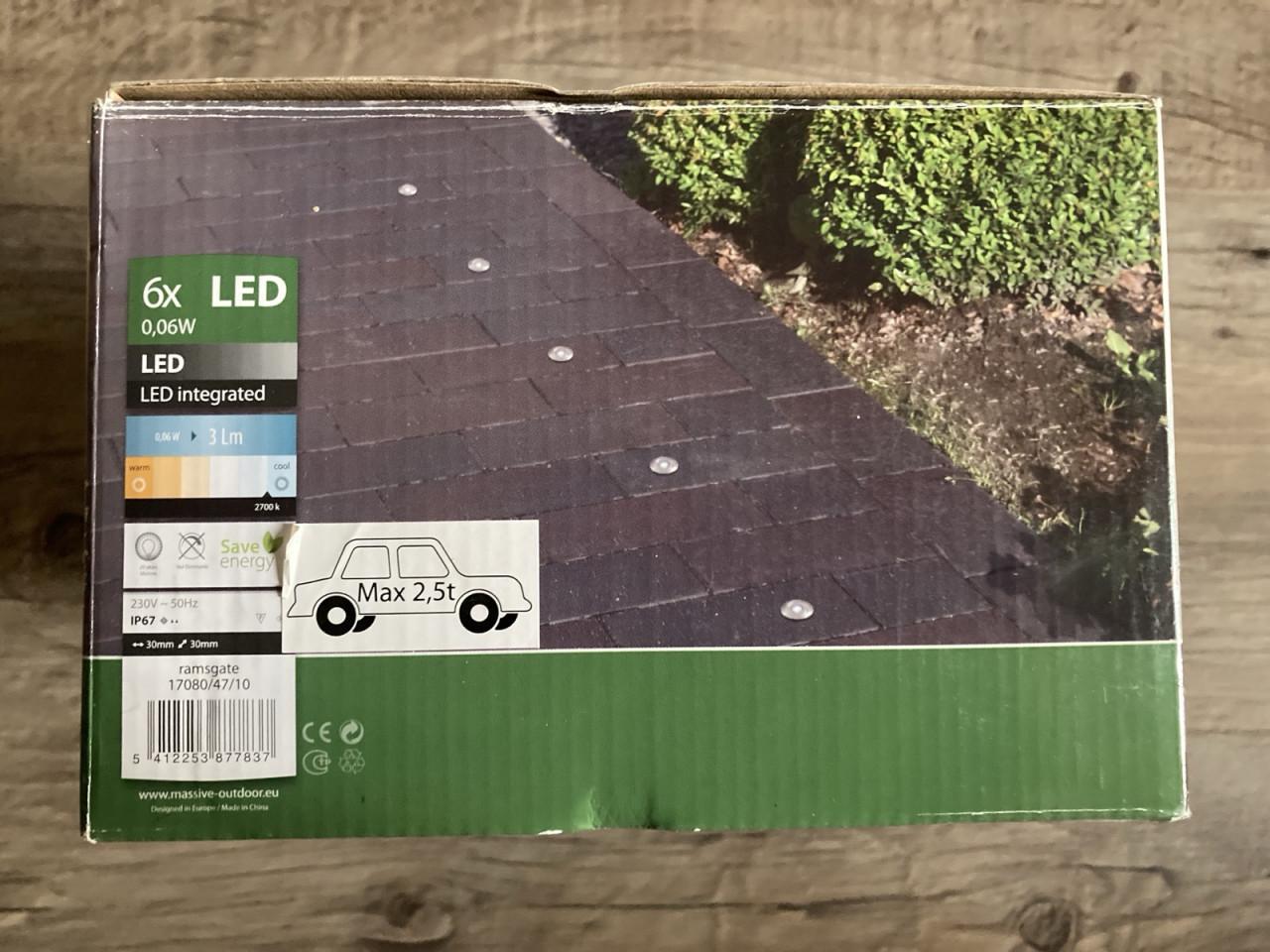6x Massive LED Grondspots voor buiten (nieuw in verpakking!)