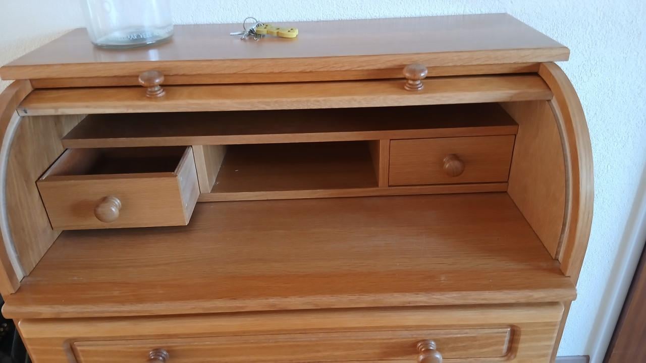 Bureau roldeurtje plank om uit te schuiven voor pc werkblad buro licht eik