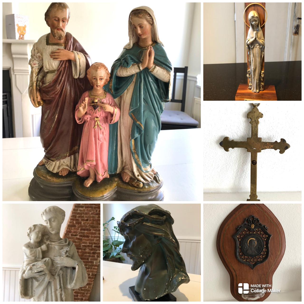 Diverse mooie oude brocante religie spulletjes