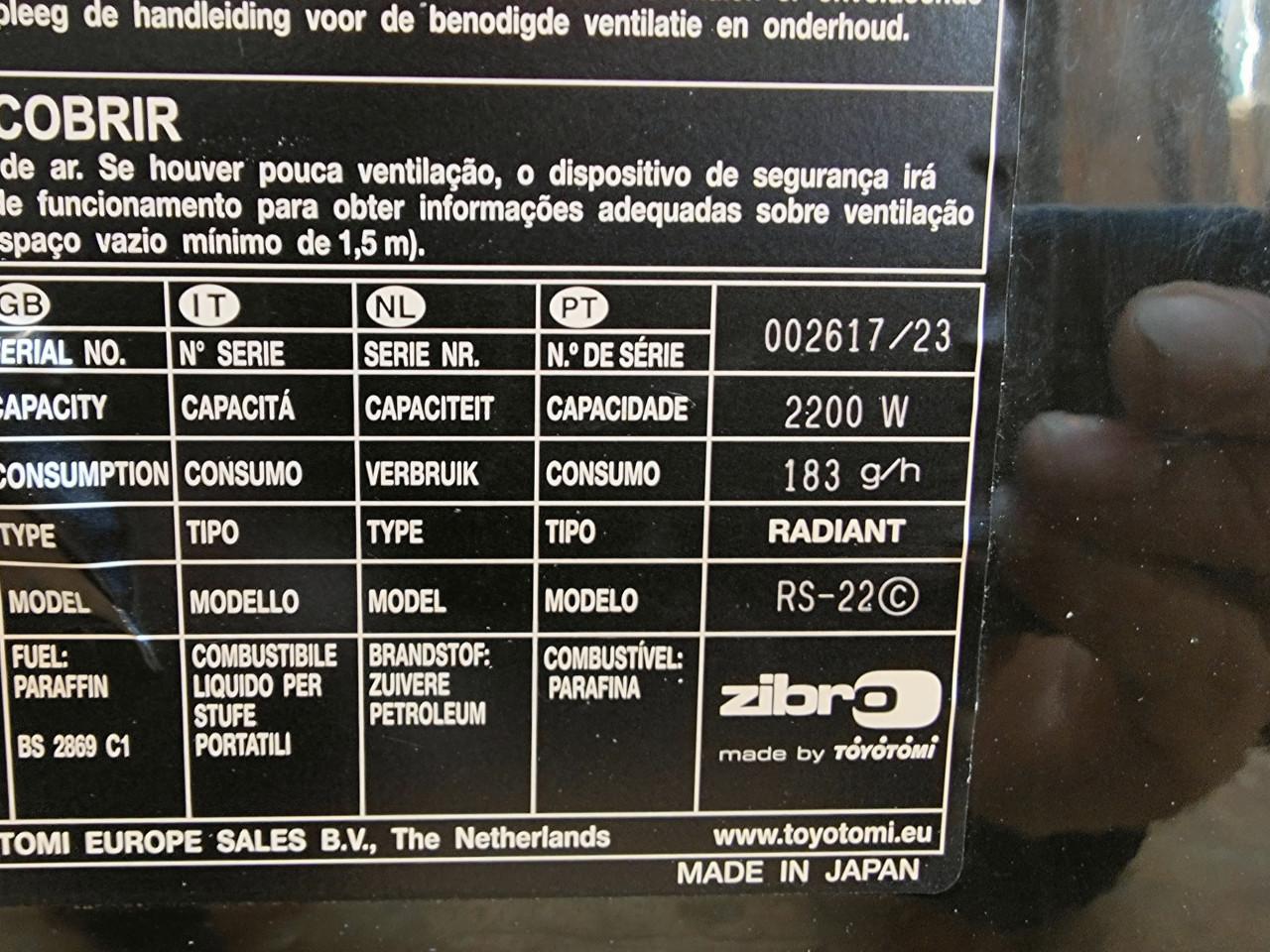 Zibro kachel RS-22C voor nood verwarming of in de schuur
