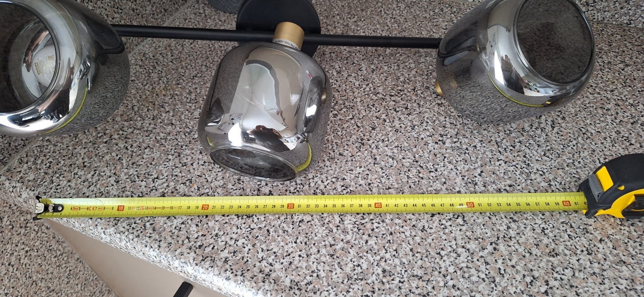 Prachtige plafondlamp, 3 spots glas