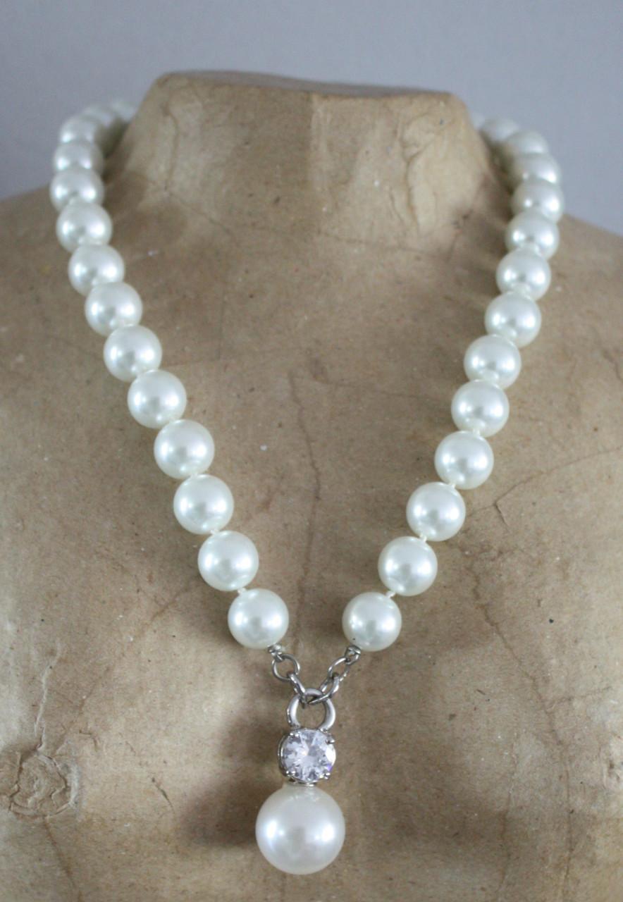 Witte parelketting met hanger