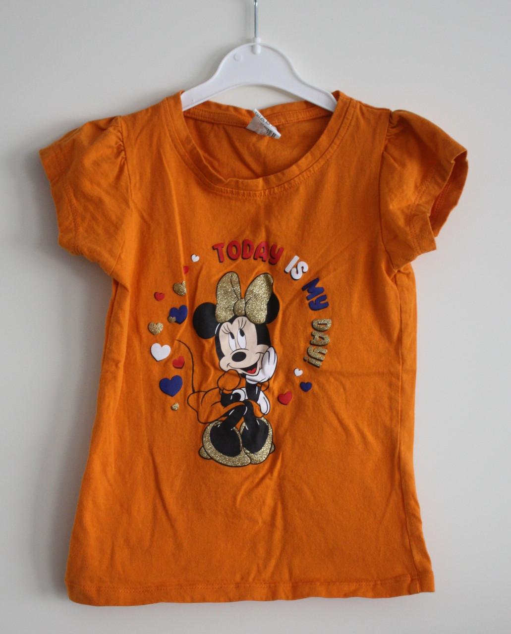 Oranje shirtje minnie mouse  maat 116-122