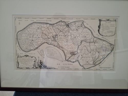 Kaart Schouwen-Duiveland -Repro -jaartal 1752 . Hattinga kaart. Heel mooi