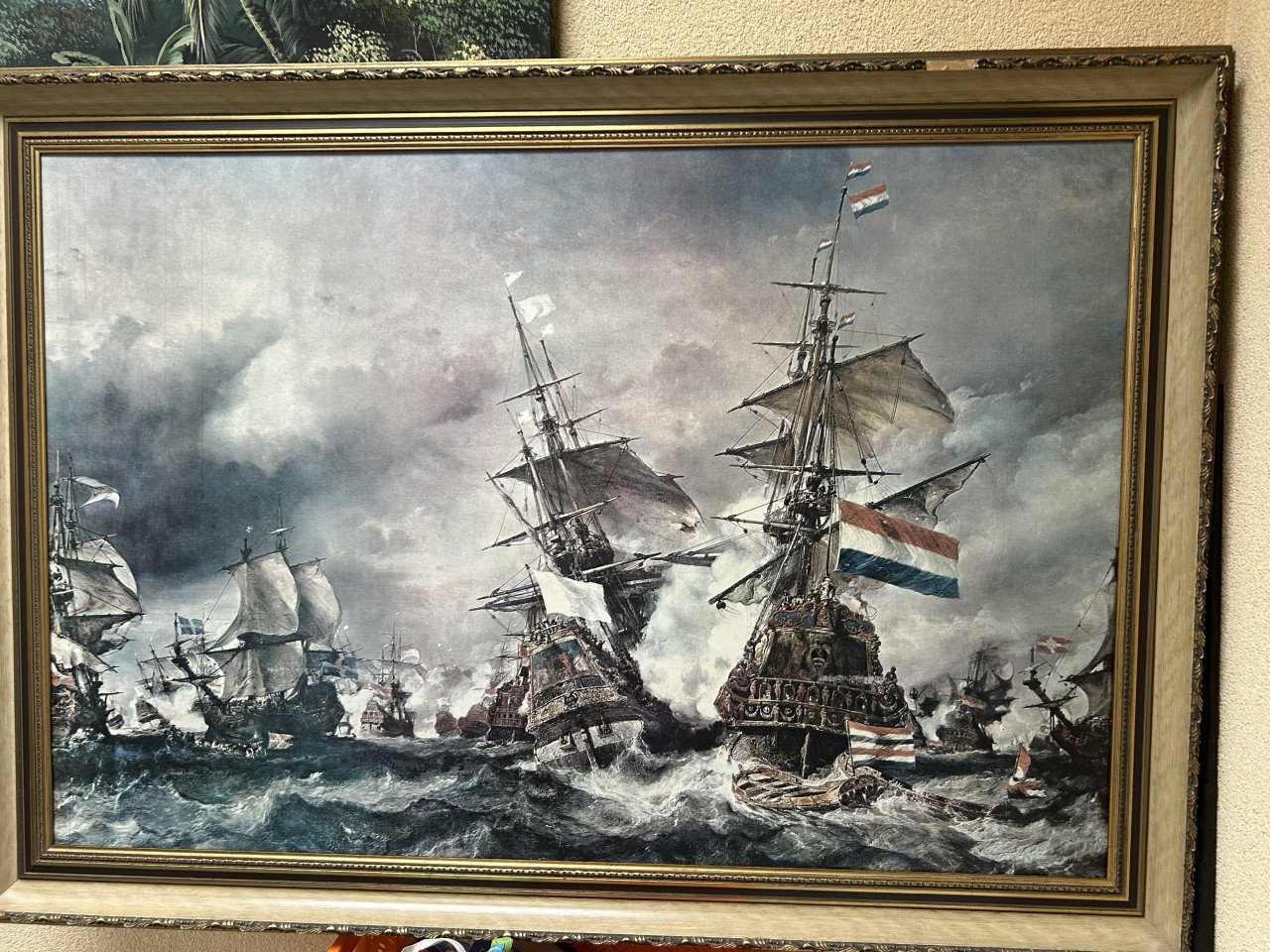 Schilderij, slag om Texel op canvas