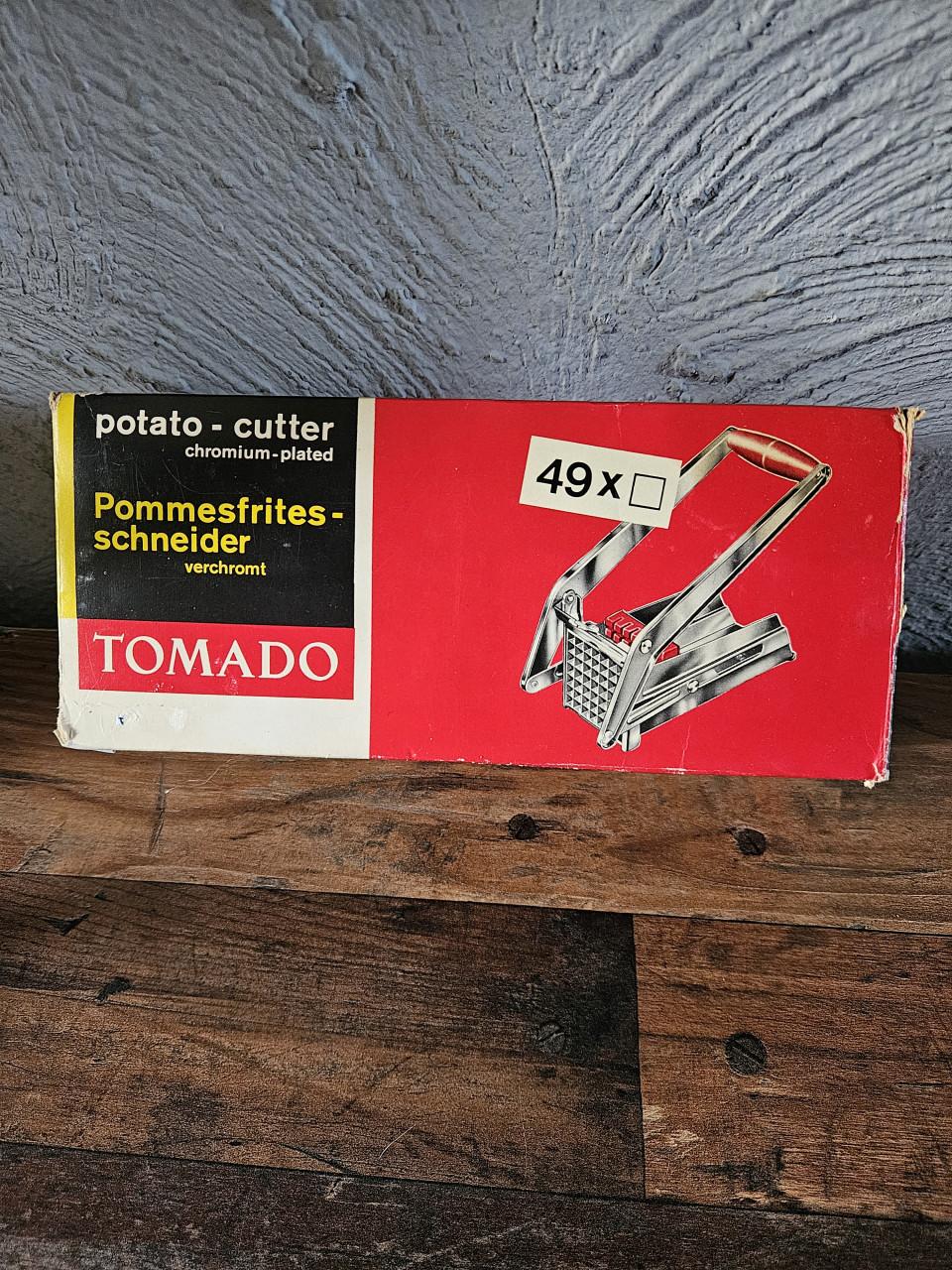 Vintage Tomado metalen - Friet Snijder, zgan in doos