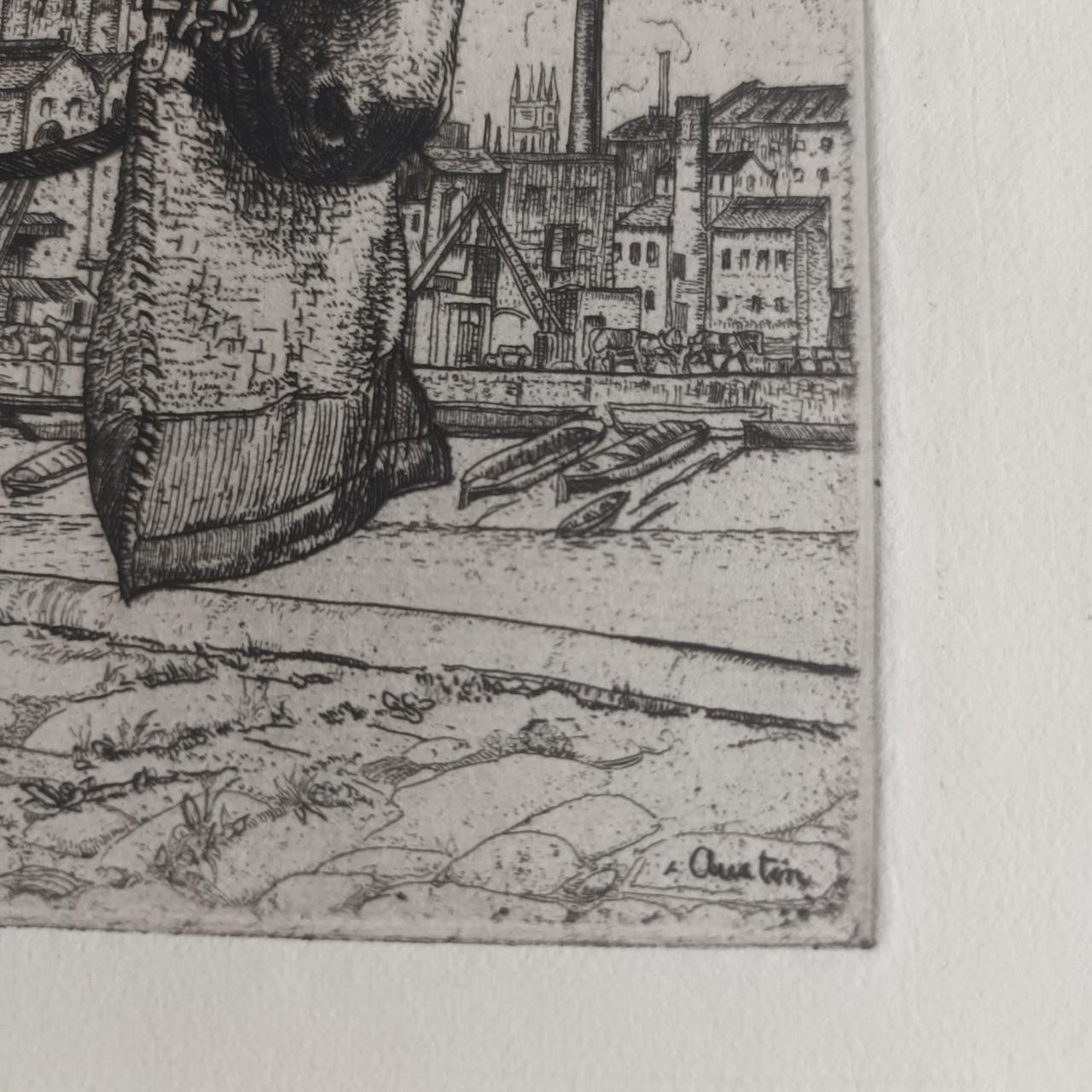 Handgesigneerde pracht ets van 1922 door Robert Sargent Austin