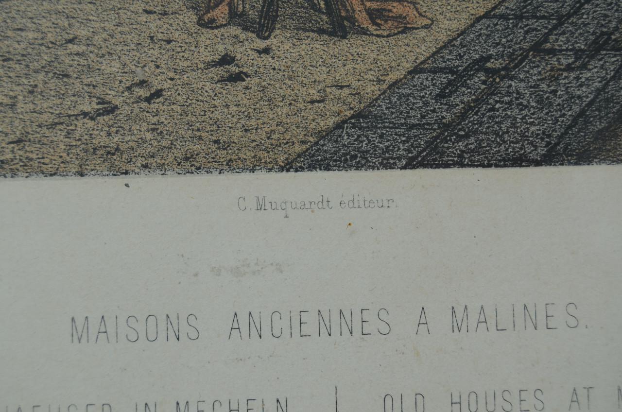 Belgische lithografische prenten van gebouwen (2)