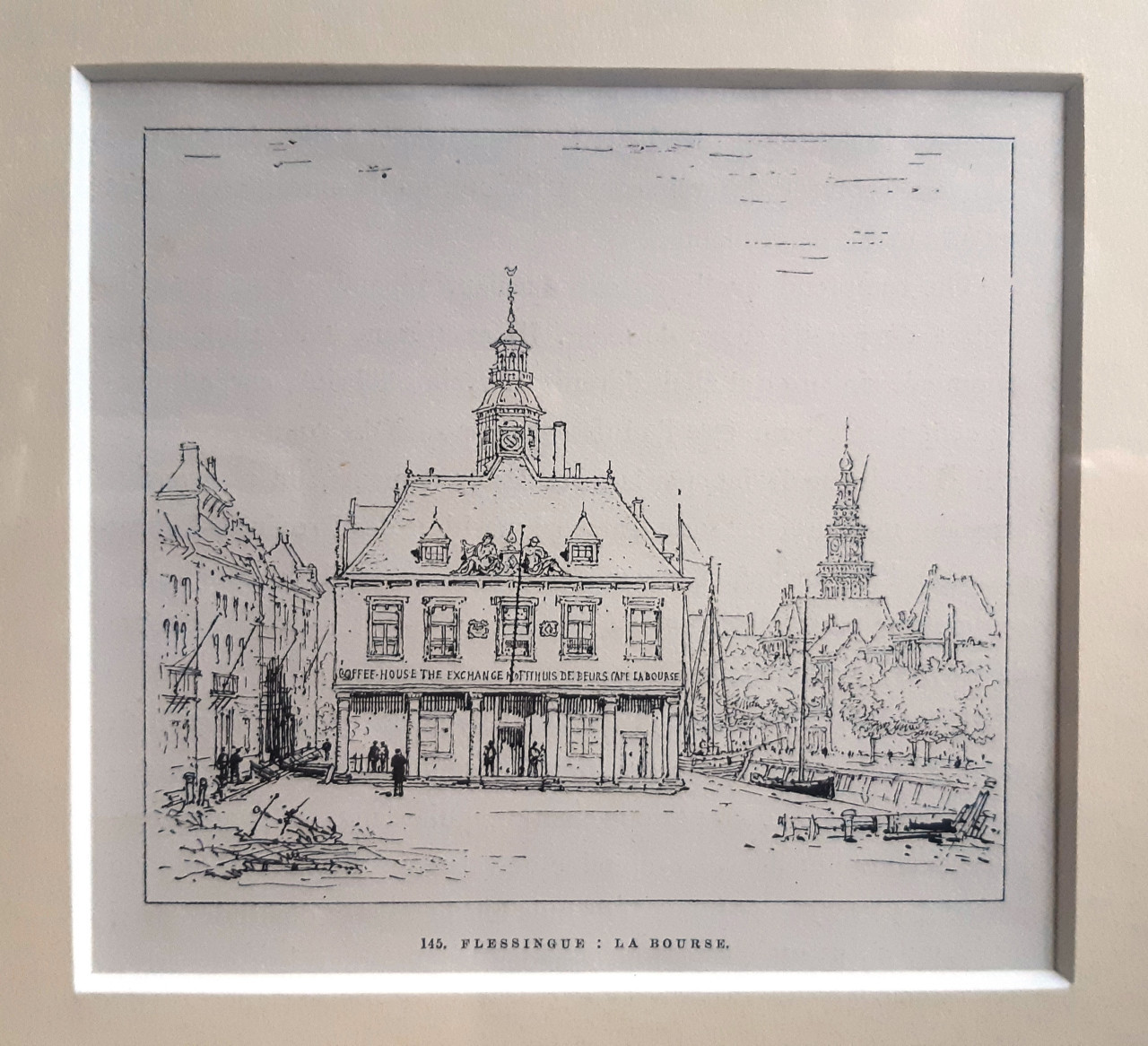 Zeeland: Beursgebouw Vlissingen Houtgravure uit 1881