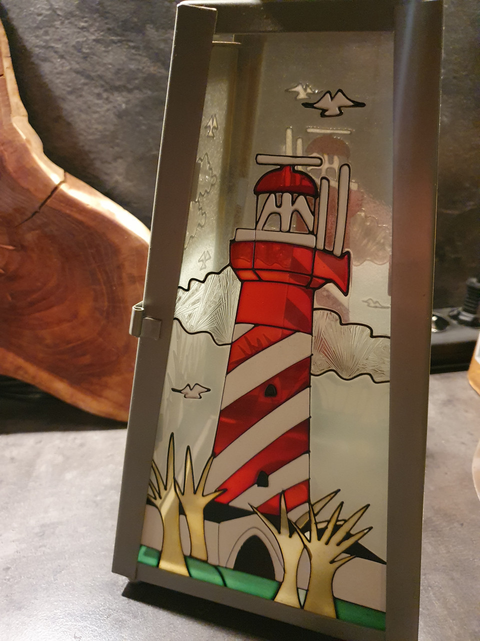 Heel leuke grote metalen Vuurtoren lantaarn met een theelichthouder...