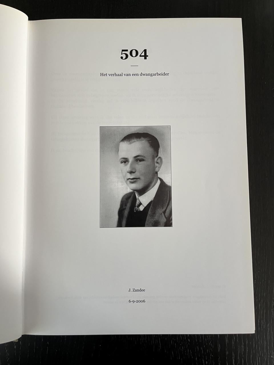 Boek: 504: Het verhaal van een dwangarbeider - J. Zandee