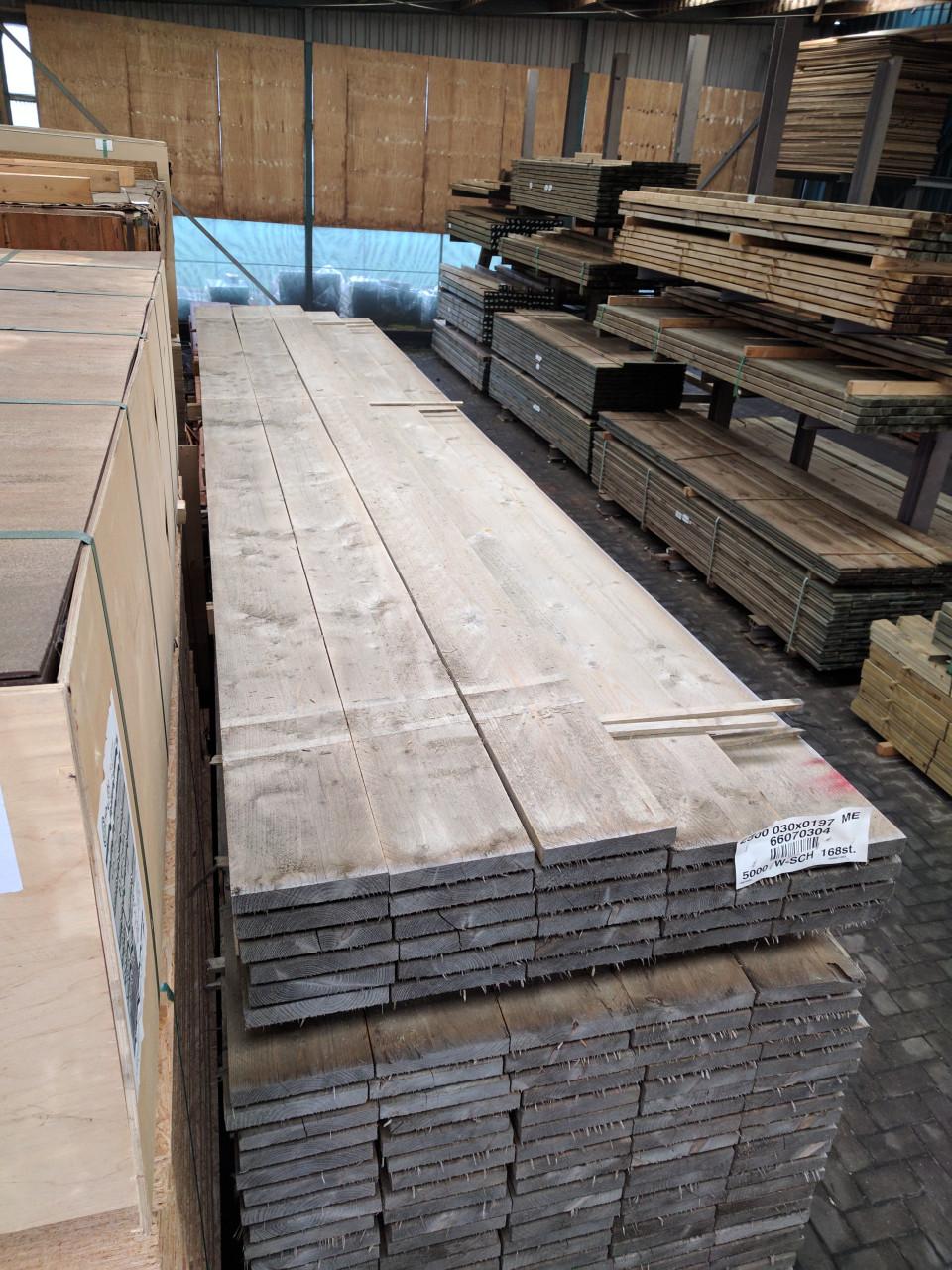 Vuren Steigerplank ME 32x200mm Gedroogd L= 5m € 3,99 per m1 Incl. Btw.