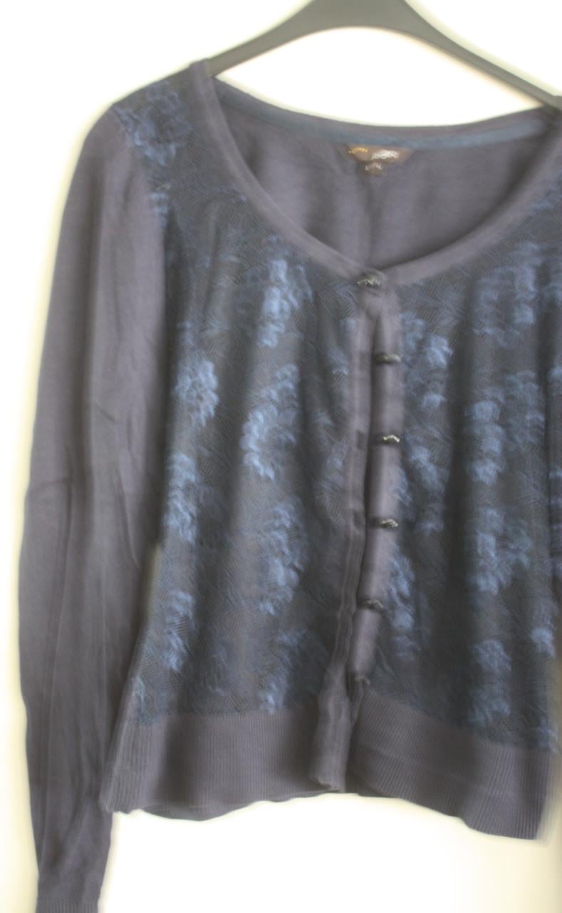Blauwe vest met kant maat maat l