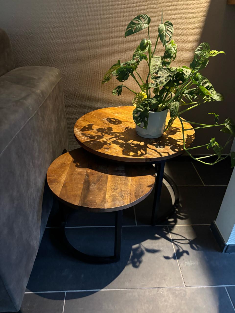 Leuke houten salontafel/ bijzettafel