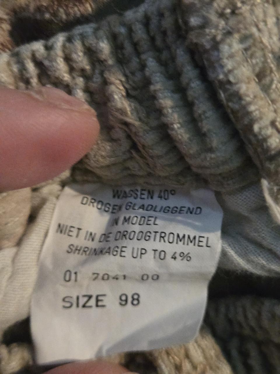 Wijde, beige corduroy broek met een abstract patroon van "Rag Girl" Maat 98