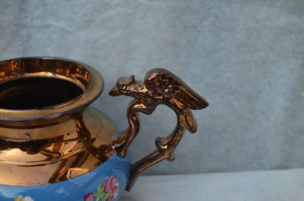 2 Goudsteen kommen Staffordshire ong. 1850 + theepot