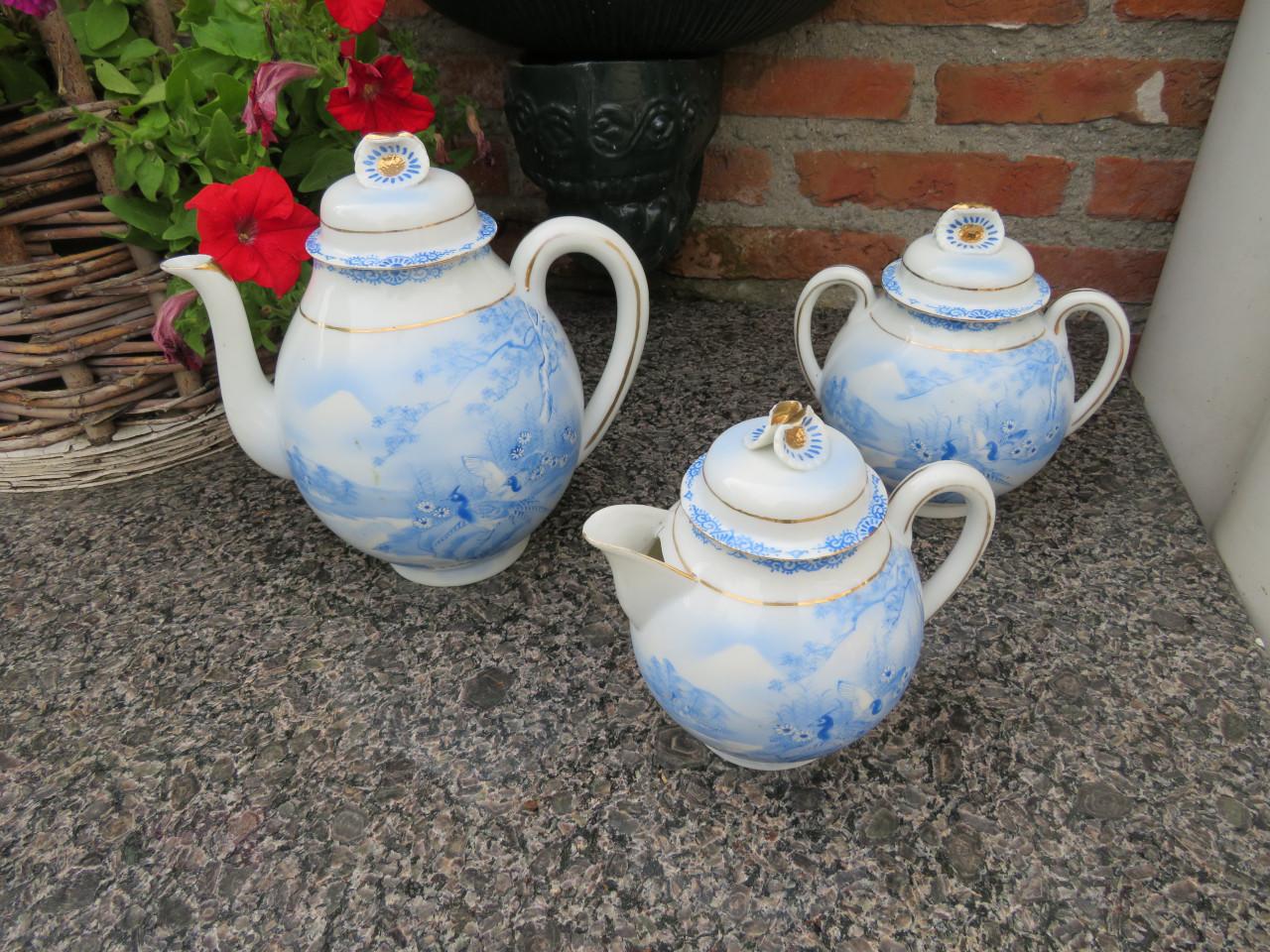 Vintage Japanse Kutani eierschaal porseleinen theeservies