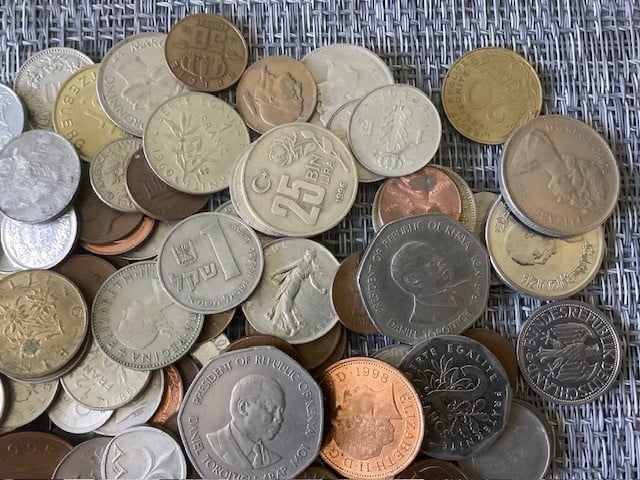 Partij wereldmunten, 1000 gram ongesorteerd.