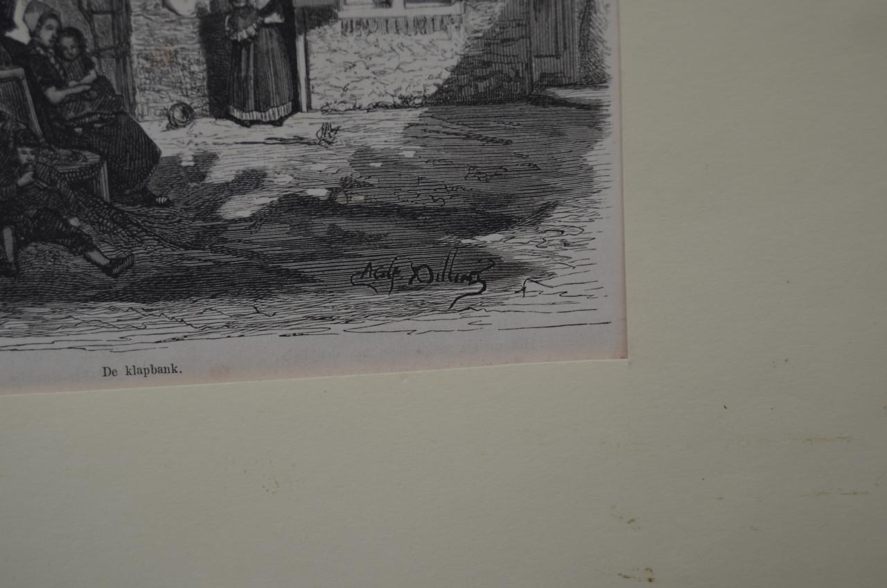 Kleine ets getiteld 'de Klapbank' Laplante ca. 1870