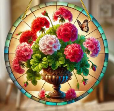 Raamhanger pot met Geraniums