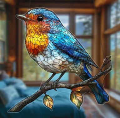 Raamhanger ijsvogel ( kleurrijk + staander )