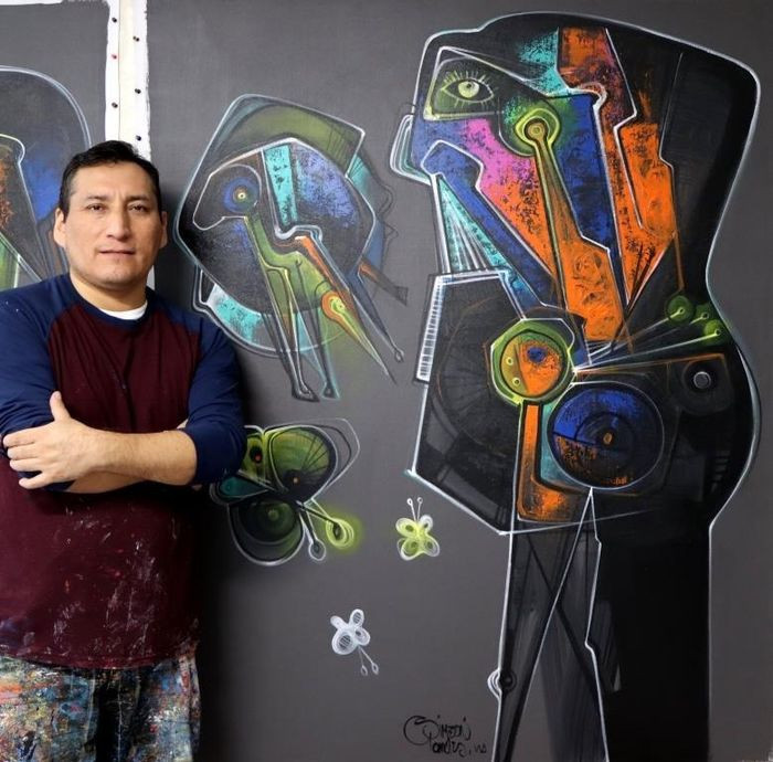 " Sol Naciente " XXL Acrylschilderij van Simeon Gonzales 150 cm x 120 cm