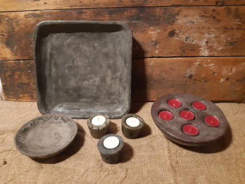 Betonnen schalen en waxine bakjes voor op terras of in huis