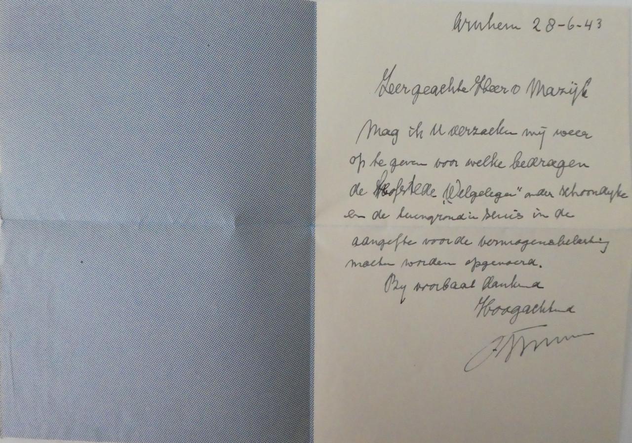 Postblad, 1943, Arnhem-Sluis