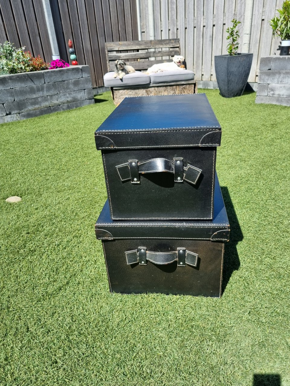 Leren opbergboxen