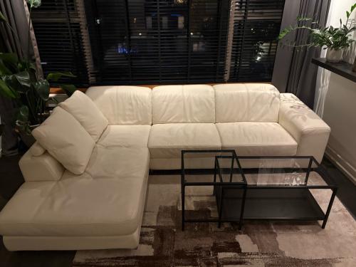 MONTEL Design Leren Hoekbank – Wit – 290cm – Verstelbare Hoofdsteunen